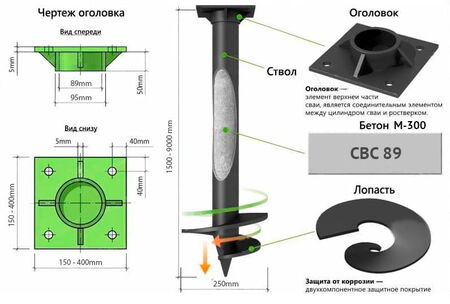 Винтовые сваи 89 мм в Волоколамске